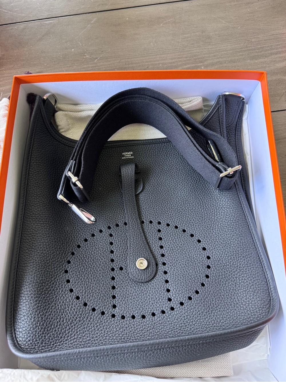 Hermes Black Evelyne TPM Shoulder Bag